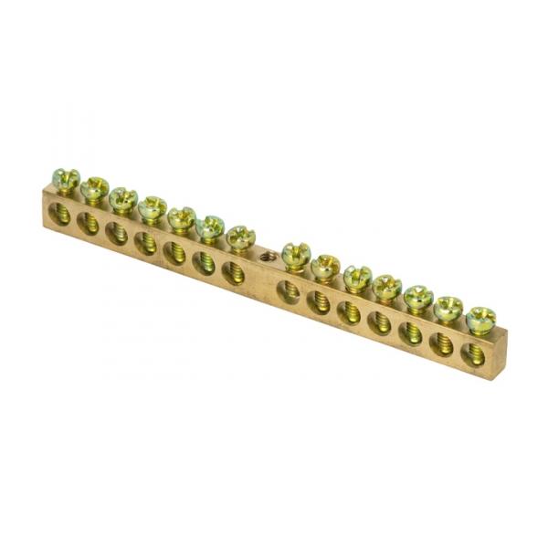 Шина нул. 8х12 (14/1) (14групп/крепеж по центру) латунь 125 Ампер EKF